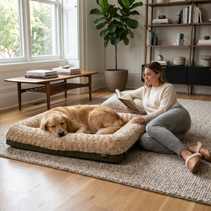 Zenm™ Furvana Rectangle Bolstered Dog Bed - Premium Cloud Nesting Pet Mattress