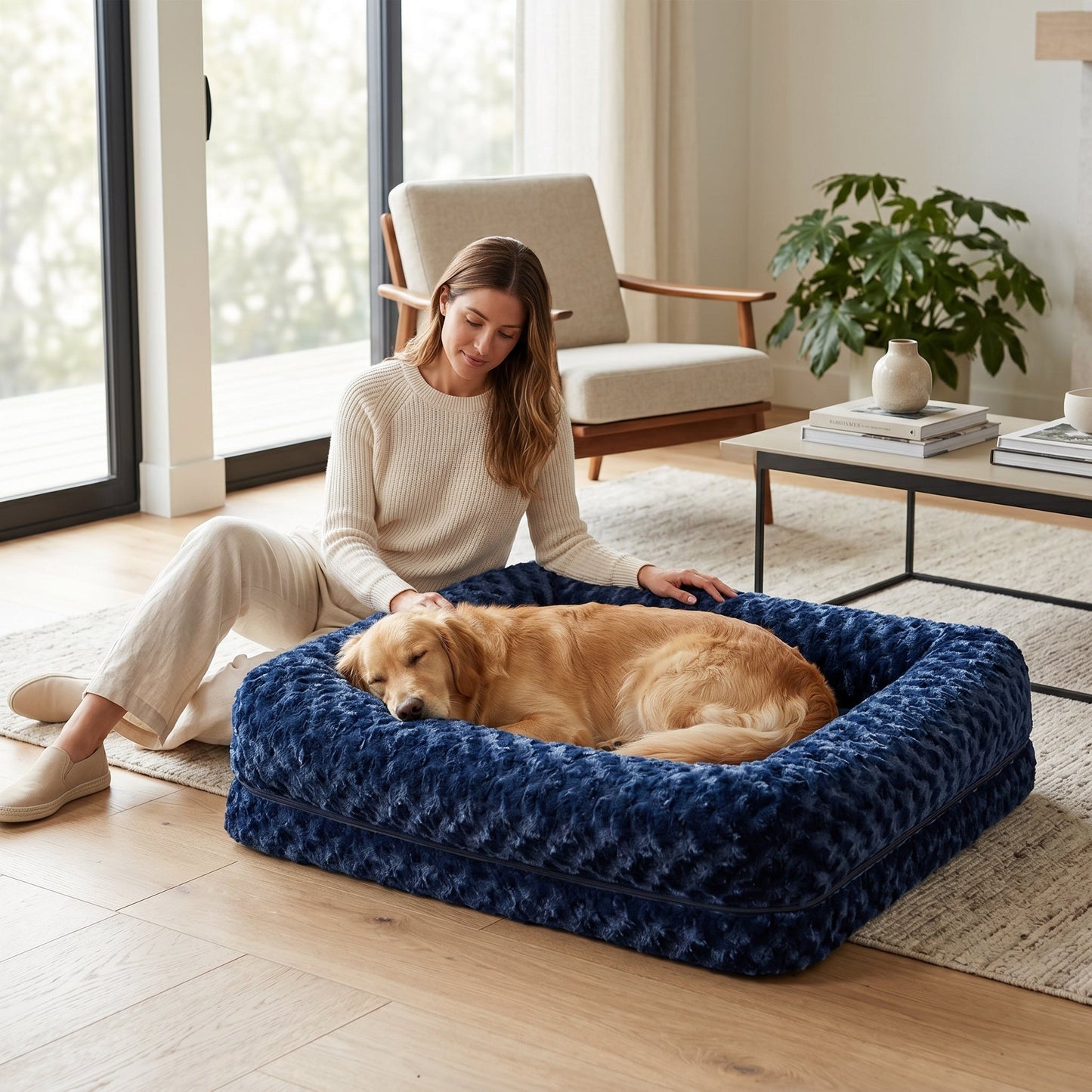 Zenm™ Furvana Rectangle Bolstered Dog Bed - Premium Cloud Nesting Pet Mattress