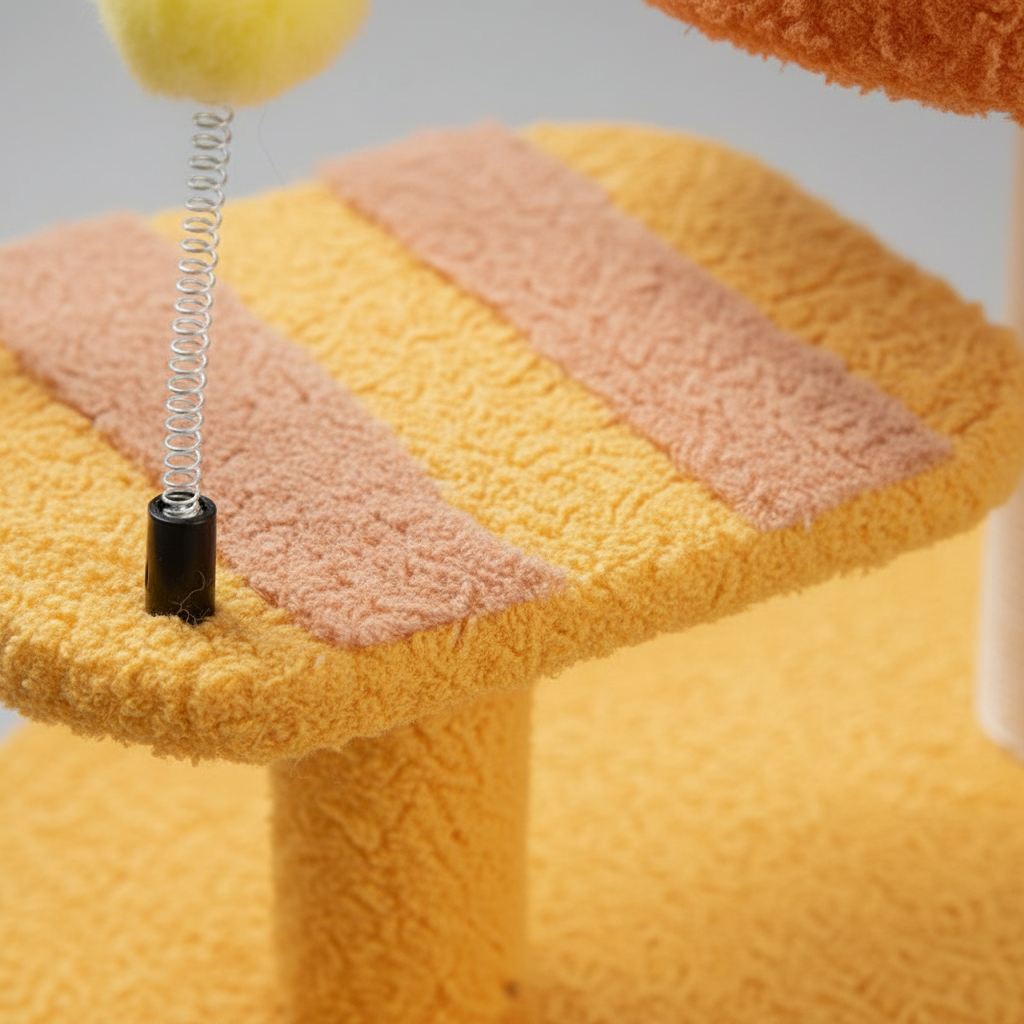 Zenm™ Furvana Compact Cat Perch Station - Multi-Activity Scratching Post & Teddy Plush Nest Platform